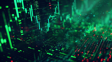 Fototapeta premium Rising stock securities market, up and down chart of financial investments with growth line, digital stock market trading concept illustration