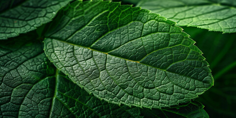 Obraz premium Close up of Green Textured Leaf in Natural Light