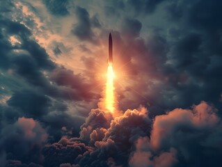 Fototapeta premium Nuclear Warhead Missile Launching Sky