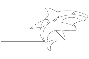  One continuous single line art drawing of shark sea fish underwater outline vector minimalist illustration
