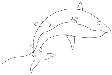  One continuous single line art drawing of shark sea fish underwater outline vector minimalist illustration
