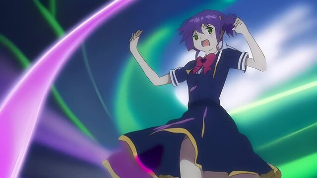 Anime girl idol performing on stage, delicate shades, concept: cartoon character singing and performing.