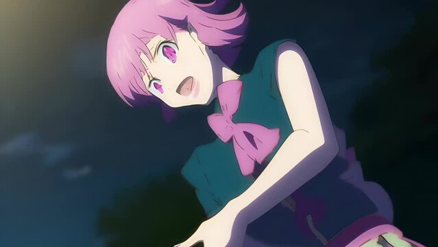 Anime girl idol performing on stage, delicate shades, concept: cartoon character singing and performing.