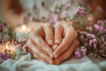 Beautiful painted nails close-up. Fashionable nail extensions with French design. Beautiful simple AI generated image in 4K, unique.