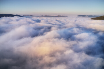 Aerial view on white clouds