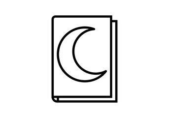 Icono negro de un libro con una luna en la cubierta.