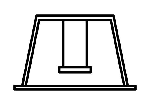 Icono negro de columpios en fondo blanco.