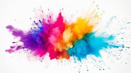 A colorful explosion of smoke and fire. The colors are vibrant and the smoke is billowing out in all directions. Scene is energetic and dynamic, with a sense of movement and excitement