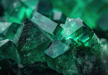 Super closeup of a green crystals. Created with Ai