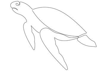 Fototapeta premium Continuous one line art drawing of sea turtle concept of outline vector minimalist illustration 