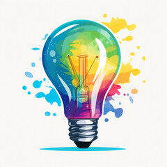 Multicolored light bulb. Idea concept. Vector illustration isolated on white background.