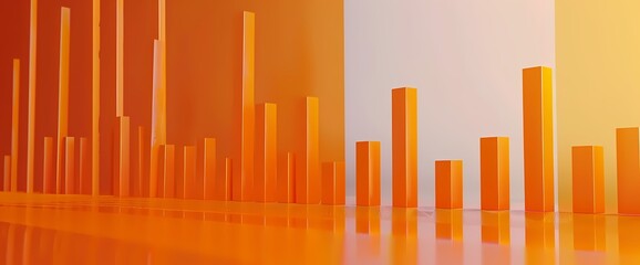 A clean and minimalist side view of a simple bar graph in vibrant orange color, presenting data in a visually appealing manner, captured with HD resolution.