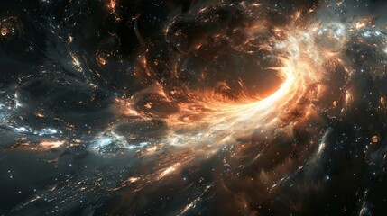 Fototapeta premium Swirling Galaxy Design an abstract background inspired by a swirling galaxy with a mix of dark and light colors, emphasizing movement and depth