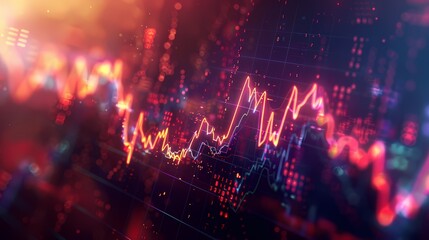 Graphical illustration of stock fluctuations resembling a heartbeat monitor, indicating the rhythmic pulse of the market, presented with realistic detail.