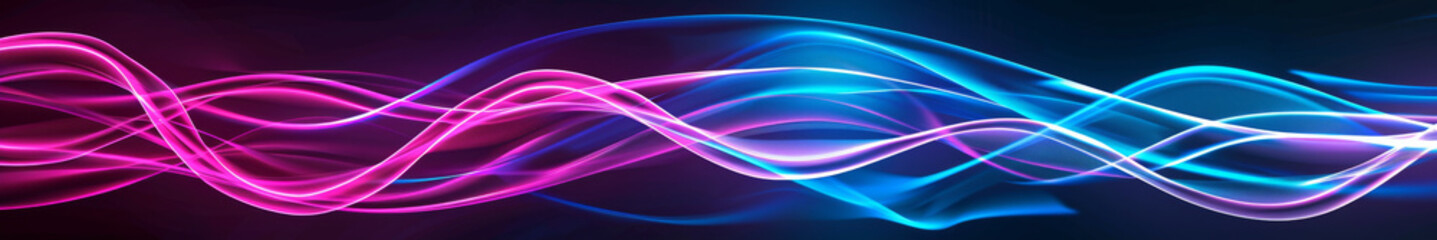 Abstract Colorful Light Waves on Dark Background  Vibrant Neon Patterns and Fluid Motion