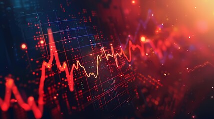 Graphical illustration of stock market movements resembling a heartbeat monitor, symbolizing the rhythmic pulse of the market, presented with realistic detail.