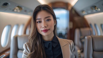 Businesswoman in a Private Jet