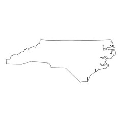 White solid outline of the state of North Carolina