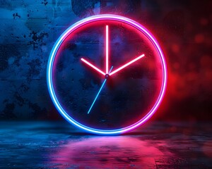 Neon Digital Clock Design for Time Management Tools and Products Display Concept