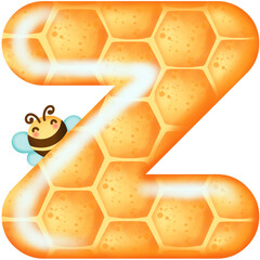 Uppercase Letter Z Honey Comb and Bee