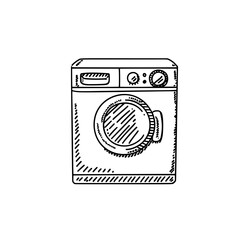 Household appliances, Doodle washing machine, Illustration and vector
