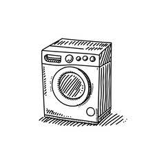 Household appliances, Doodle washing machine, Illustration and vector
