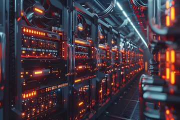 State-of-the-art cryptocurrency mining technology server, financial and investment concept, data schedule concept, digital analytics and success concept, successful saving concept, forex concept