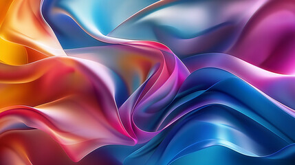 Fototapeta premium A colorful, abstract painting with a wave-like pattern. The colors are bright and vibrant, creating a sense of energy and movement. The painting seems to be inspired by nature, with the waves