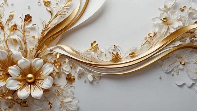beautiful abstract background with gold, wave, ball, flower