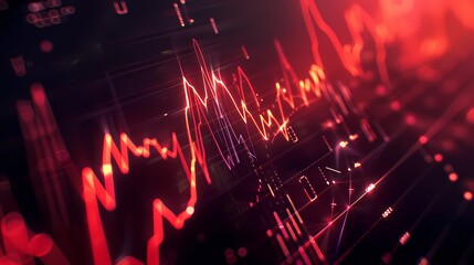 Graphical representation of stock market trends mimicking a heartbeat monitor, indicating the fluctuating pulse of the market, presented with high-definition clarity.