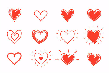 a collection of red hearts