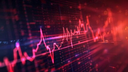 Graphical representation of stock movements resembling a heartbeat monitor, symbolizing the fluctuating pulse of the market, captured with HD precision.