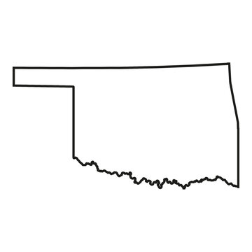 White solid outline of the state of Oklahoma