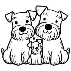 Family Dog Vector Illustrations Featuring Mom and Baby Dog, Dad and Baby Dog in Loving Poses