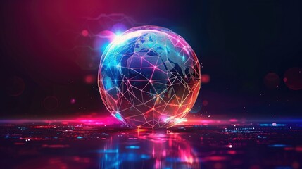 Obraz premium Glowing Techno Sphere Representing Global Financial Connectivity and Innovation