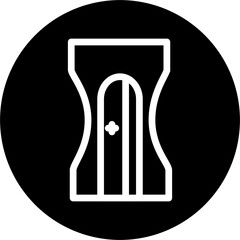 Pencil Sharpner Line White Circle Black Icon Design