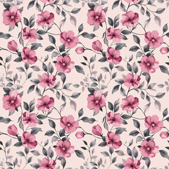 Floral pink color, form natural, seamless fabric pattern.