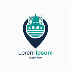 Mosque location icon logo design template