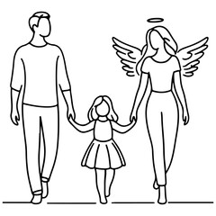 Family Vector Illustration of Father, Mother, and Children Walking Together for Special Days