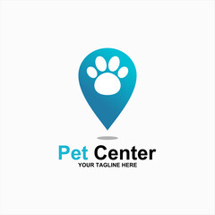 paw and location mark, vector icon, pet shop sign