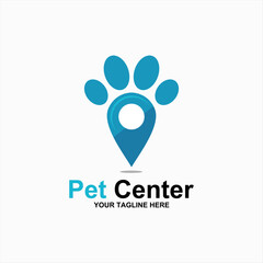paw and location mark, vector icon, pet shop sign