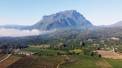 View of distant mountains in a picturesque landscape