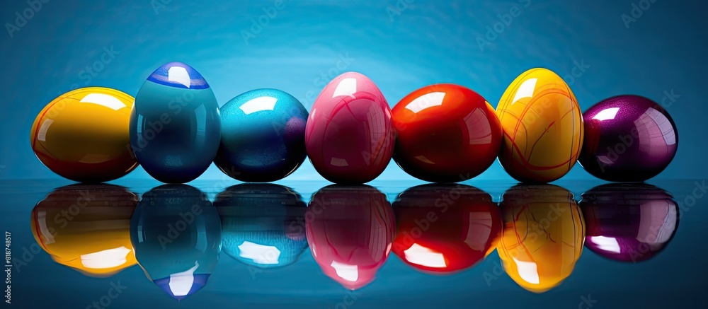 Poster easter eggs in a copy space image