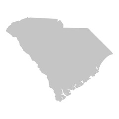 Gray solid map of the state of South Carolina