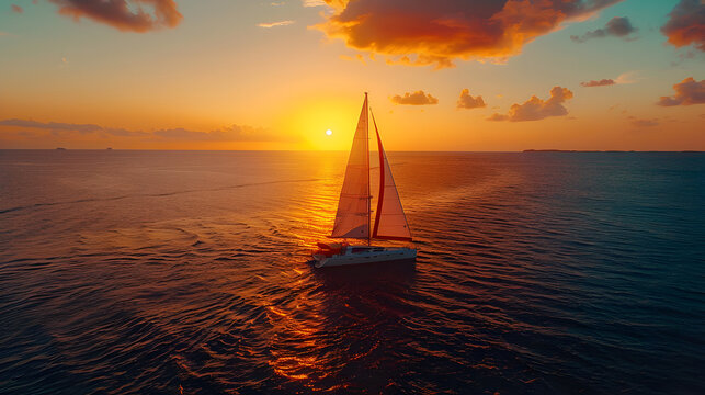 Friends enjoying a glass of champagne and wine on a sailboat at sunset, summer concept vacation concept holidays