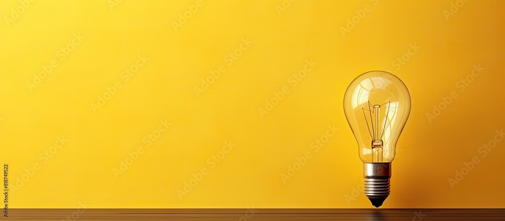 Poster a yellow wallpaper with a light bulb providing copy space for text or images