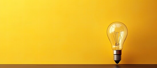 A yellow wallpaper with a light bulb providing copy space for text or images