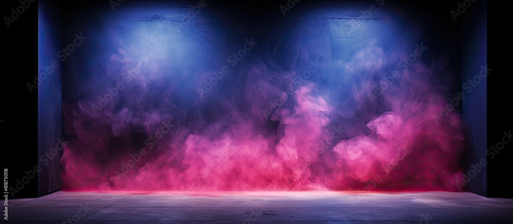 Leinwandbilder dark room with empty walls neon light smoke and a captivating glow providing an ideal background for