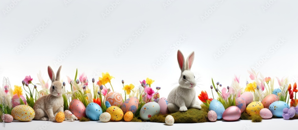 Poster A white background with an Easter theme and no other objects in the frame. Creative banner. Copyspace image