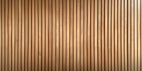 Wooden wall background with vertical slats, texture of natural wood paneling for interior design or backdrop. Wooden paneling wall. 